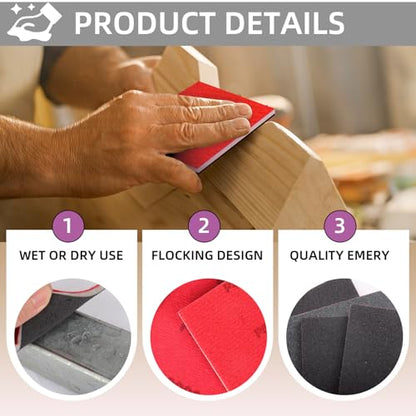 32Pcs Sanding Sponge 180-3000 Grit Soft Foam Hand Sander Block | 3x4 Inch Soft Foam Absorbs Vibration, Hook and Loop Backing, Reduces Hand Fatigue - size: 32pcs Mix Grit, style: Aluminum