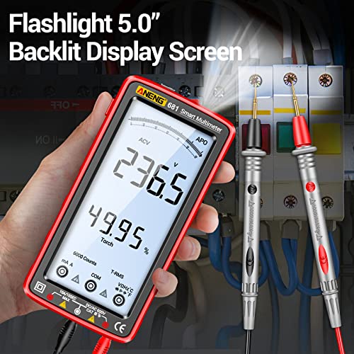 ANENG Digital Multimeter Tester Auto-Ranging TRMS 6000 Counts Voltmeter Smart Rechargeable Meter Measures AC/DC Current,NCV,Voltage,Ohm,Amp,Resistance,Diodes,Countinuity,Capacitance,Temperature - style: 681 Backlit Screen
