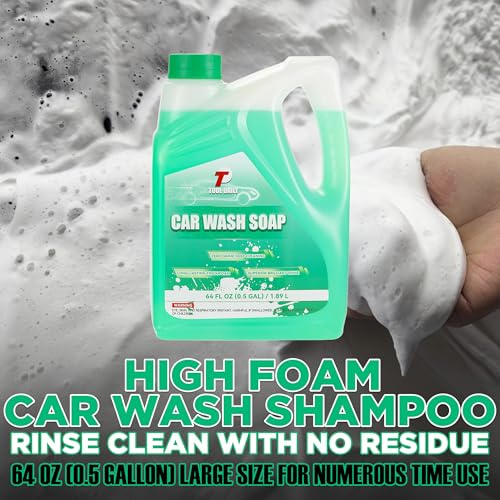 Tool Daily Short Pressure Washer Gun with Foam Cannon, Car Wash Soap 64 Oz, 5 Power Washer Nozzle Tips, 1/4 Inch Quick Connect - style: Foam Gun with Soap