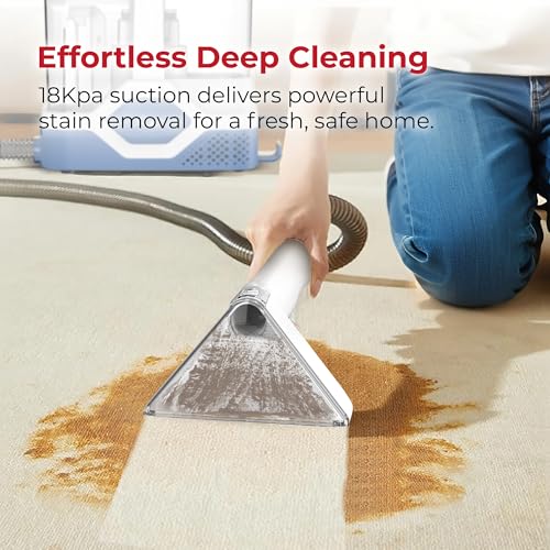Rosewill Multi-Purpose Portable Carpet and Upholstery Cleaner, Powerful Suction 18 KPa Spot Cleaner, 600W Motor, Car and Auto Detailer, Stain/Spot Remover; Versatile Use: Carpet, Sofa, Pet Hair - color: White