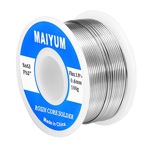 MAIYUM 63-37 Tin Lead Rosin core solder wire for electrical soldering (0.6mm 100g) - color: 0.6mm 100g