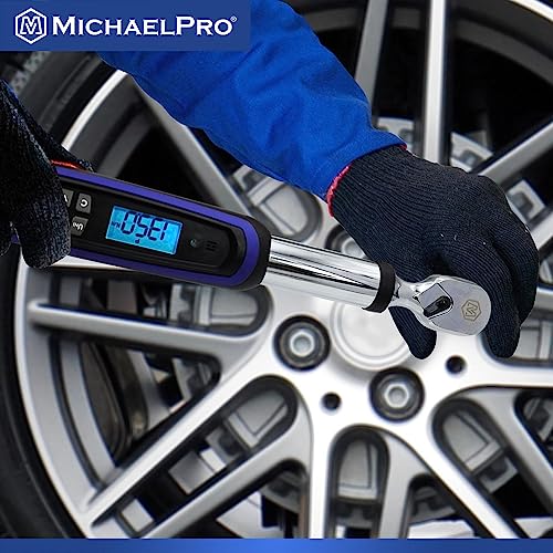 MichaelPro 3/8 Digital Torque Wrench with Angle Function, 10 to 100 ft-lbs (10 to 135 Nm), Target Torque Multi-Alert System, 10 Available Presets | MP001224 (3/8" Drive Fixed Head) - size: 3/8" Drive Fixed Head