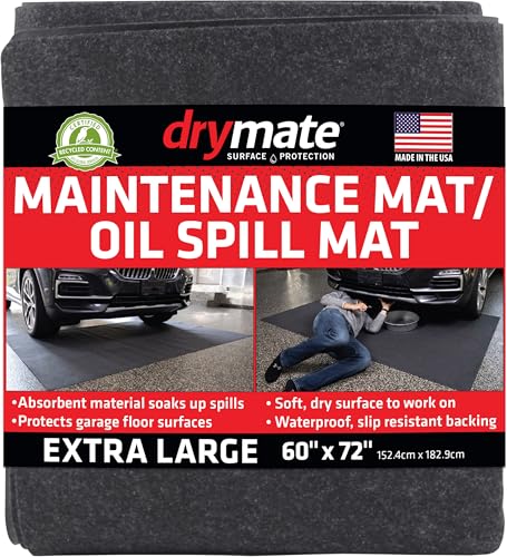 Drymate Premium Maintenance Mat Oil Spill Garage Floor Mat (60" x 72"), Absorbent, Waterproof, Contains Liquids, Protects Garage Surface or Driveway, Reusable, Washable, Durable (USA Made) - size: 5' x 6' (Rectangular)
