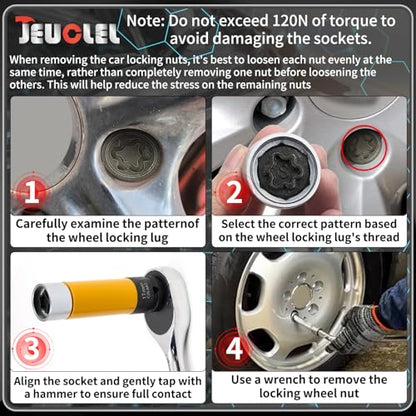 S Wheel Locking Nut Key Compatible with Audi Series, (Socket OD 27mm - ID 25mm), Wheel Lock Nut Socket Adapter, Wheel Anti-Theft Lug Nut Removal Tool, Anti-Theft Screw Remover - size: Socket S