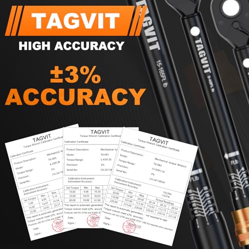 41Pcs Torque Wrench SET, 4-20Ft.lb, 5-45Ft.lb, 15-165Ft.lb ±3% Accuracy Click Torque Wrenches for Bicycle, Motorcycle, Car, Maintenance - size: 4-20+5-45+15-165 ft.lb (41 PCS), style: 1/4+3/8+1/2-Inch