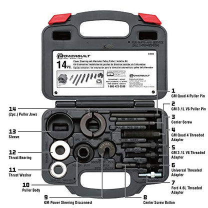 Powerbuilt Power Steering and Alternator Pulley Remove and Install Tool Set, Replace Vehicle Steering Pump, Car Repair Tools, Storage Case - 648605 - style: Tool Set