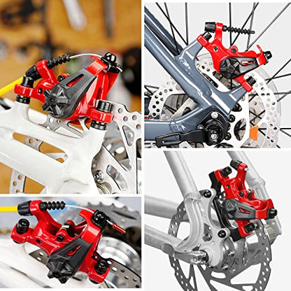 TOBWOLF 1 Pair Mechanical Disc Brake Kit, MTB Front & Rear Disc Brake Caliper with 160mm Rotor, Dual Piston Mechanical Disc Brake Set, Bicycle Accessories for Mountain Bike, Road Bike, BMX - Red - color: Mechanical Disc Brake Set - Dual Piston （Red）