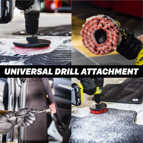 Maxshine 5" Universal M8 Medium-Duty Drill Brush for Upholstery & Carpet – Power Scrubber Attachment for Car Detailing, Fabric & Home Cleaning – Deep Cleaner Removes Stains & Grime - size: 5"