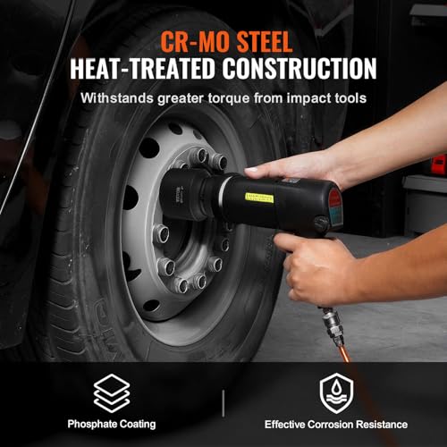 VEVOR Axle Nut Impact Socket Set - 1" Drive 6-Point 9-Piece SAE Spindle Nut Socket CR-MO Heat Treated Large Socket Set with Storage Case for Auto Repair, Removing or Installing Axle Nuts - style: 1" 9PCS CR-MO