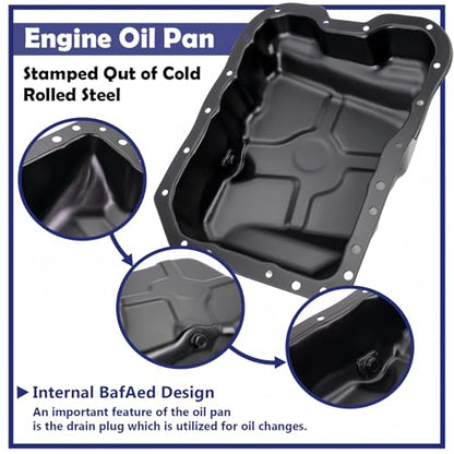 4884665AC Engine Oil Pan with Drain Plug&Gasket and 20 Screws Fits For Dodge(AVENGER/CALIBER/JOURNEY);Jeep(COMPASS/PATRIOT);Chrysler(Cirrus/200/SEBRING/);L4 2.4L 2.0L # 264-361