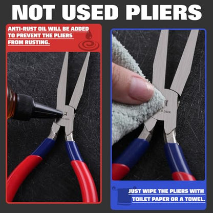 7 Inch Long Flat Nose Pliers Smooth Jaw Extended Head Duckbill | Clamping, Bending, Precision Jewelry Making, Beading Hobby Work Craft Supplies, Dip Plastic Handle - style: Smooth Jaws