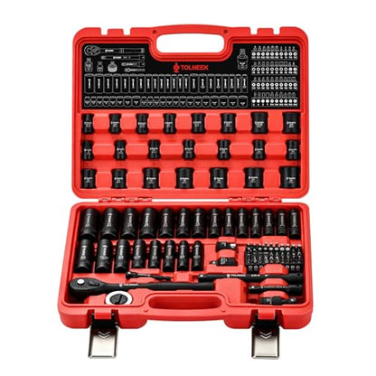 3/4" Impact Socket Set, 22PCS 6-Point SAE (3/4" to 2"), Cr-Mo, with Adapters, Quick Release Ratchet, Extension Bar & Storage Case (92-Piece 3/8" Drive Impact Socket Set SAE) - size: 92-Piece 3/8" Drive Impact Socket Set SAE