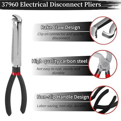 37960 Electrical Disconnect Pliers, Upgraded 8inch Automotive Electrical Plug Connector Disconnect Tool, Fuel Line Pliers Disconnect Repair Tools(1*Straight+1 * 60°) - style: 1*Straight+1*60°