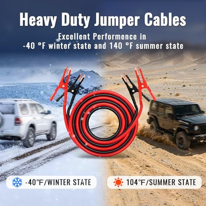 12FT 10 Gauge Jumper Cables for Car, SUV and Trucks Battery, Heavy Duty Automotive Booster Cables for Jump Starting Dead or Weak Batteries with Carry Bag