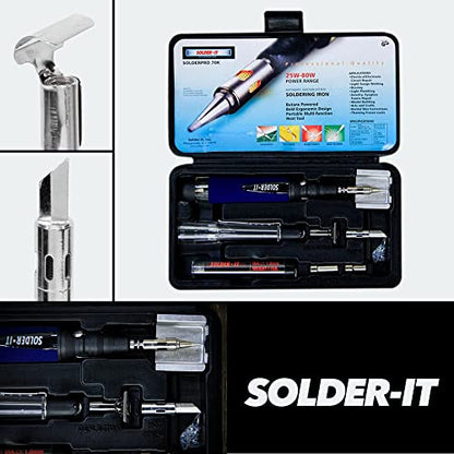 Solder-It SolderPro-70 Soldering Iron Kit (PRO-70K) | With Tips and Case | 410F - 850F Butane Torch Lighter | Cordless and Portable Soldering Gun | Home Improvement Tools and Soldering Kit Essential