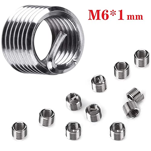 30 Piece M6 x 1.0mm Thread Repair Insert Kit, Stainless Steel Thread Repair Kit Helicoil Coil Compatible Hand Tool Set for Auto Repair - size: M6 x 1.0
