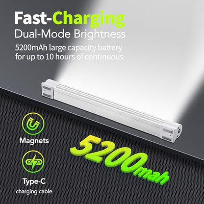 LETOUR Rechargeable Light LED Tube Magnetic Light 4000Lumens 5200mAh 5 Levels Dimming Camping Lantern USB Rechargeable Portable Lights with 2 Magnets Endurance for 60 Hours - size: 8.66in