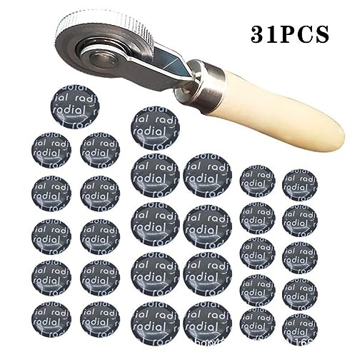 30PCS 3 Size Tire Repair Patch+Roller Tool, Natural Rubber Tire Repair kit for Car Motorcycle Bikes