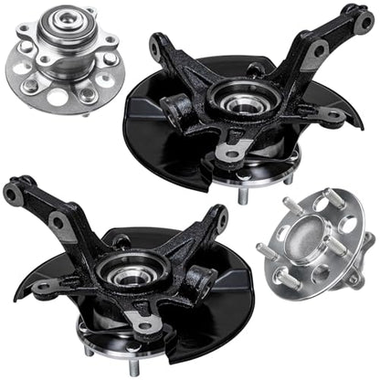 Detroit Axle - Front Steering Knuckles w/Hubs + Rear Wheel Hub Bearings Assembly Replacement for 2006-2011 Honda Civic GX Hybrid - size: 4UW47717/Kit
