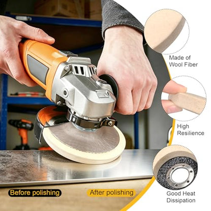 BURMONG 10Pcs 4.5'' Buffing Polishing Wheel for Angle Grinder - 7 Aluminum/Stainless Steel Metal Polishing Wheels & 3 Compounds Kit, Scour Flap Disc for Metal (7/8'' Arbor)