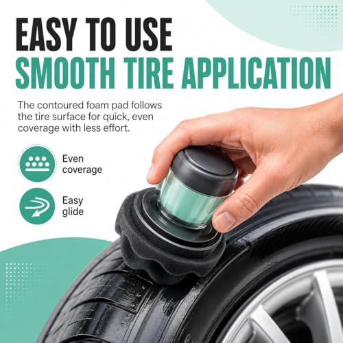 Flow Tire Shine Applicator Pad for Cars & Trucks, Reusable Tire Dressing Applicator, No-Drip Streak-Free Finish, Works with Tire Shine Gels, Sprays & Dressings