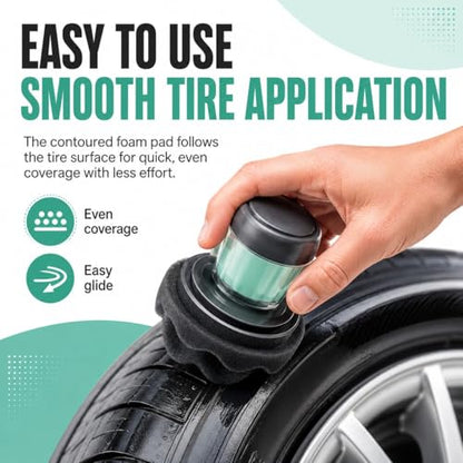 Flow Tire Shine Applicator Pad for Cars & Trucks, Reusable Tire Dressing Applicator, No-Drip Streak-Free Finish, Works with Tire Shine Gels, Sprays & Dressings