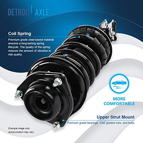 Detroit Axle - Pair Front Struts for Hyundai Accent 2000-2005, 2 Ready Struts w/Coil Spring Assembly 2001 2002 2003 2004 Replacement Suspension Quick Install Ready Struts Shocks Assembly - size: 171400_171401/PAIR
