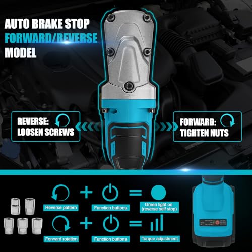1/2" Right Angle Impact Wrench 206 ft-lbs for Makita 18V Tool | Brushless Motor, 280 Nm Torque, Tight Space Angle Head, Variable Speed Trigger, Auto Repair, Bare Tool Only - color: Makita
