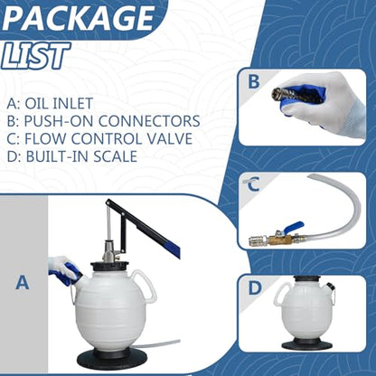7.5L Transmission Fluid Pump Manual ATF Refill Tool Kit with 15pcs Adapters Automatic Transmission Fluid Refill Pump Set