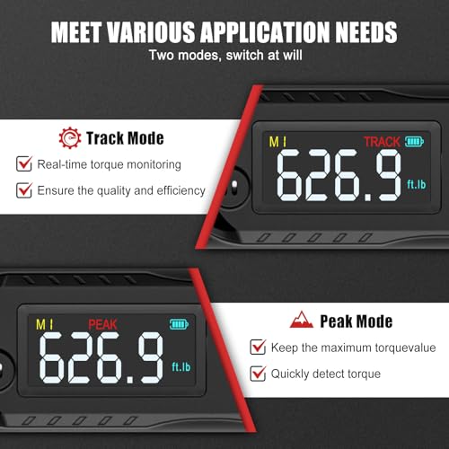 VANPO Digital Torque Wrench 3/4-Inch 31–627 ft-lb for Heavy Equipment | ±2% Accuracy, Electronic Torque Wrench with LED, Buzzer, Vibration Alert for Heavy Truck, Industrial Equipment & Agricultural - size: 3/4-inch 31-627 Ft-lb/42-850 Nm