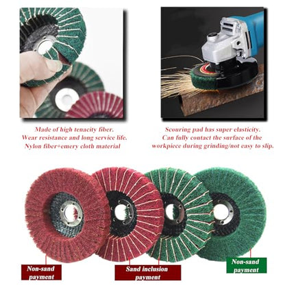 17PCS 4 Inch Buffering Wheels Polishing Kit with Compound for Angle Grinder,Includes 14Pcs Nylon Fiber Flap Disc & Wool Felt Polishing Wheel,3Pcs Buffing Compounds and Sanding Sponge - style: 4 Inch - 18pcs