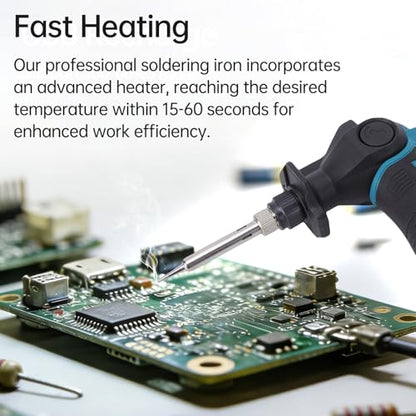 YWBL-WH Cordless Soldering Iron 30W 400C Adjustable Temperature with 1200mAh Rechargeable Battery for PCB SMD DIY Jewelry Making (2 Battery US Plug 110V)