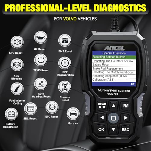 ANCEL VOD700 All System OBD2 Scanner Fits for Volvo Car Code Reader Full Function Diagnostic Scan Tool ABS Bleeding Injector Oil ETC SRL BMS EPB TPMS Reset Tool