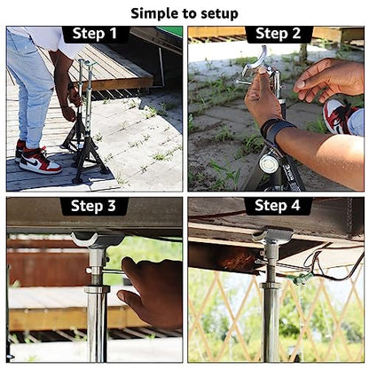 BESTOOL RV Supports Stabilizer Jacks, Travel Trailer Stabilizer Jacks Camper Jack Stands from 17.3" to 30." 1 Pair Capacity 12000 lbs, 2 Pack - color: Black-Dual head RV stabilizer jacks/2PC