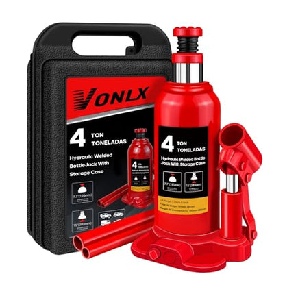 Hydraulic Bottle Jack with Carrying Case, 4 Ton (8,818 lb) Capacity, 7.7-15 inch Lifting Range, Muti-Directional Welded Bottle Car Jack for Car, Truck, RV, Pickup Truck, Auto Repair - size: 4 Ton
