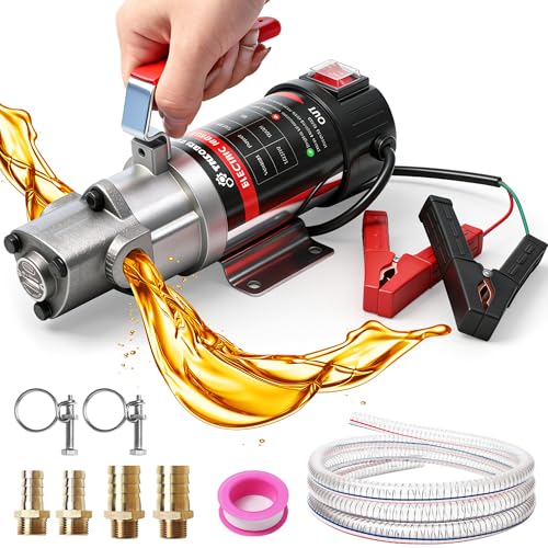 Oil Change Pump, 3.2 GPM Oil Extractor Pump 24V 100W Oil Transfer Pump Includes 10FT Steel Wire Hose, Portable Handle Design, Suitable for Engine Oil, Transmission Oil - color: Pump+Hose