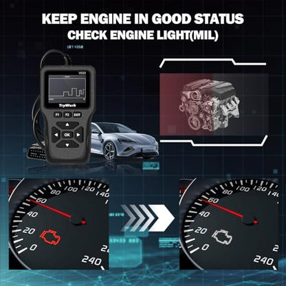 OBD2 Scanner Diagnostic Tool, Check Engine Code Reader with 35901 DTC Lookup, Mode 6 & 8, I/M Readiness for All OBDII Cars Since 1996 (Gray) - color: Gray