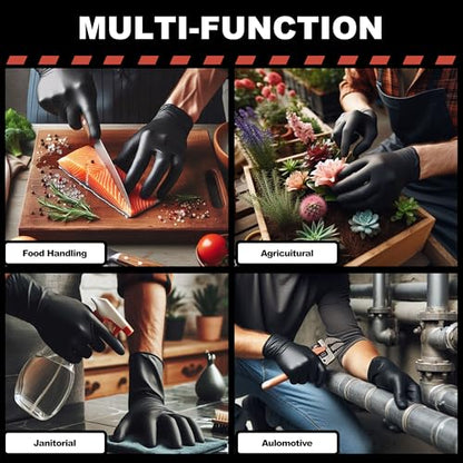 ARKEVA Black Nitrile Disposable Gloves 6 Mil. Chemical Resistance, Tear-Resistance, Latex & Powder Free - size: X-Large