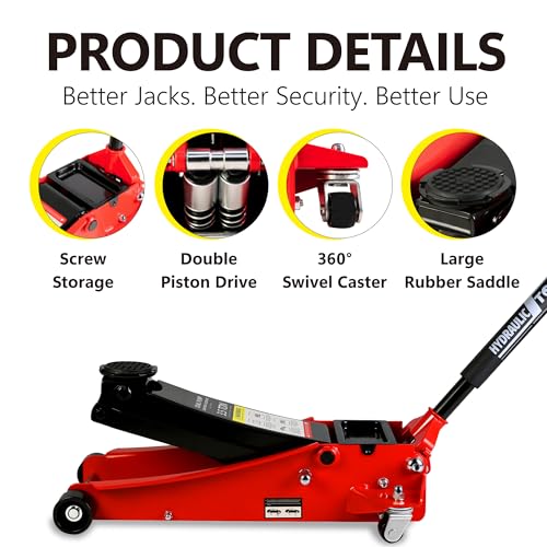 3.5 Ton Low Profile Floor Jack, Hydraulic Racing Floor Jack with Dual Pistons Quick Lift Pump for Sport Utility Vehicle, Lifting Range 4"-21" (3.5 Ton Lifting 4"-21") - size: 3.5 Ton Lifting 4"-21"