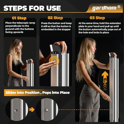 gardhom 1Pair Wheelchair Ramp 6FT Telescopic Ramps for Wheelchairs 600lbs Capacity Portable Wheelchair Ramps for Steps Home Threshold Doorways Steps Stairs with Carrying Bag - size: 6FT(can be used as 3.5FT or 6FT)