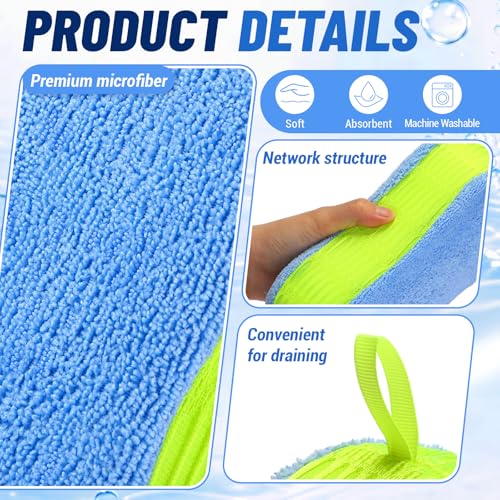 4 Pack Large Microfiber Car Wash Sponges, Cleaning Extra Thick Multi-Purpose Non Scratch Dual-Sided Scrub Pad Reusable Pad for Car, Trucks, Suvs, Boat, Bathroom, Kitchen(Green) - color: Green