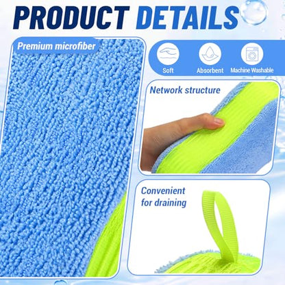4 Pack Large Microfiber Car Wash Sponges, Cleaning Extra Thick Multi-Purpose Non Scratch Dual-Sided Scrub Pad Reusable Pad for Car, Trucks, Suvs, Boat, Bathroom, Kitchen(Green) - color: Green