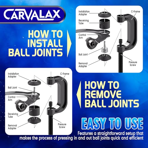 CARVALAX 21-Piece Ball Joint Press Kit | Ball Joint Removal Tool Kit w/Universal Adapters and Sockets for Most 2WD/4WD Cars, Trucks and SUVs - size: 21PC