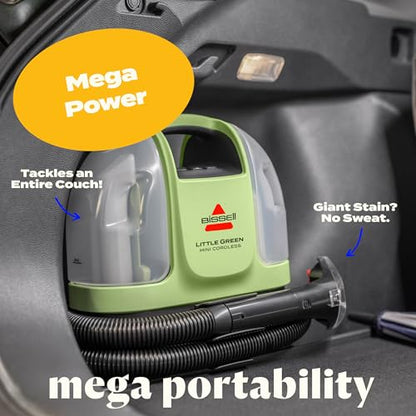 BISSELL Little Green Mini Cordless Portable Carpet Cleaner, 4015 | HydroRinse self-cleaning tool; 4-in. tough stain tool; cordless freedom for upholstery & car detailing - style: Little Green Mini Cordless