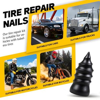 CHRORINE 30 Pcs Tire Repair Rubber Nail 2 Sizes Vacuum Tire Repair Kits Screw in Tire Plugs Suitable for Repairing Tires of Cars Motorcycles Trucks and Tractors