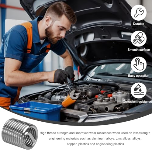 100PCS Thread Repair Insert, M6 × 1.0 × 2D Helicoil Metric Thread Sleeve Steel Sheaths Wire Thread Inserts, 304 Stainless Steel Helicoil Coiled Wire Screw Thread Repair Kit - color: 12mm