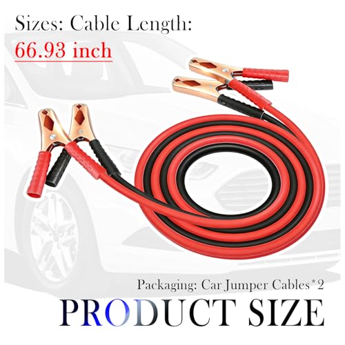 67" Car Jumper Cables Heavy Duty,Jumper Cables for Car Battery Clamps for Emergency Roadside Power Supply,Universal Alligator Clips Jumpers Cable for Cars,SUVs,Trucks