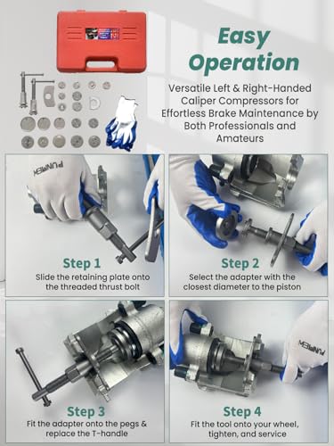 Brake Caliper Compression Tool 24-Piece Heavy Duty Disc Brake Piston Caliper Compressor Rewind Tool Set with C Hanger