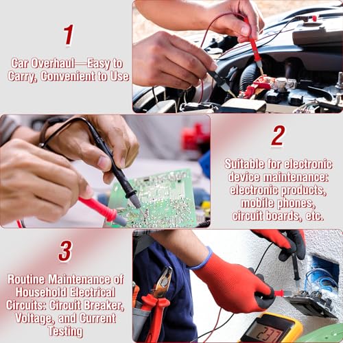 Professional Multimeter Test Leads Kit,Extra-Long Silicone Meter Leads 1000V 20A, High Temperature, Freeze & Tear Resistant for Fluke, Klein,AstroAI, Interchangeable Hard & Soft Probe Tips