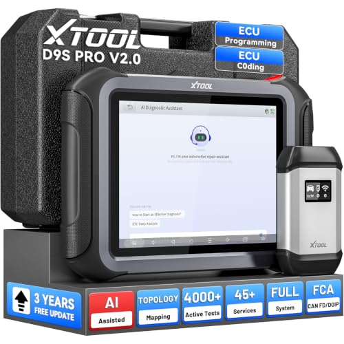 XTOOL Scanner D9S PRO with ECU Pr0gramming/C0ding: 2026 AI-Assisted OE Level Full System Scan Tool, Automotive Scanner with Bidirectional, Topology Map, 45+ Services, FCA/DoIP/CAN FD, 3-Yr Update